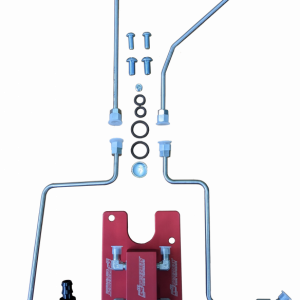 94.5-98.5 7.3L CNC Fabrication Valley Mount Fuel Line Kit For Stock Turbo Red