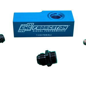 98.5-03 7.3L CNC Fabrication Fuel Bowl Delete Manifold Block Blue